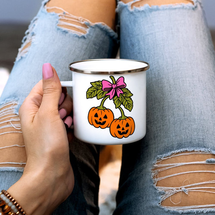 Halloween Pumpkin Cherries Camp Mug - Loftipop