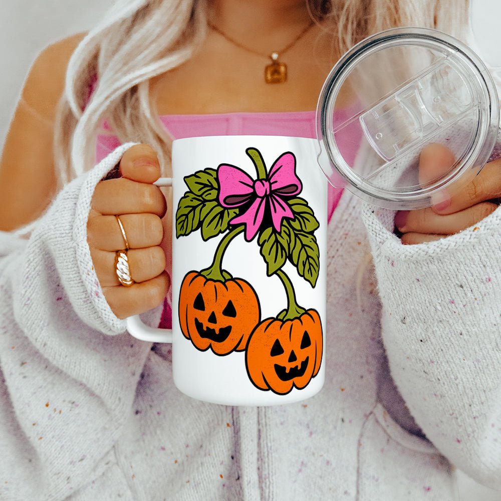 Halloween Pumpkin Cherries Insulated Travel Mug - Loftipop