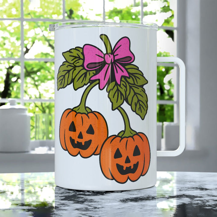 Halloween Pumpkin Cherries Insulated Travel Mug - Loftipop