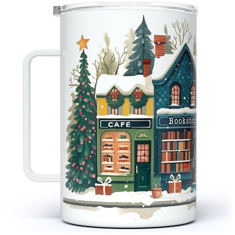 Holiday Storefront Shops Insulated Travel Mug - Loftipop