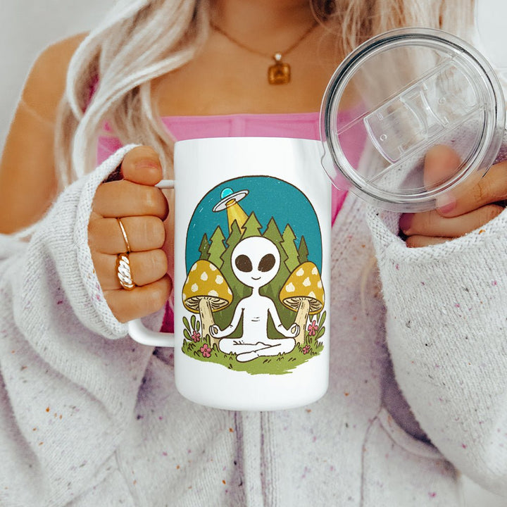 Meditating Alien Insulated Travel Mug - Loftipop