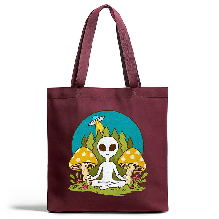 Meditating Alien Tote Bag - Loftipop