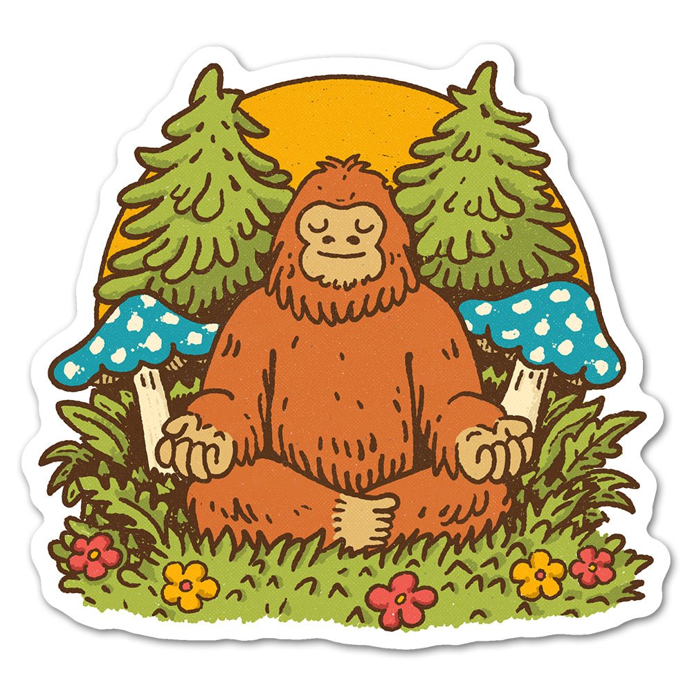 Meditating Bigfoot Sticker - Loftipop