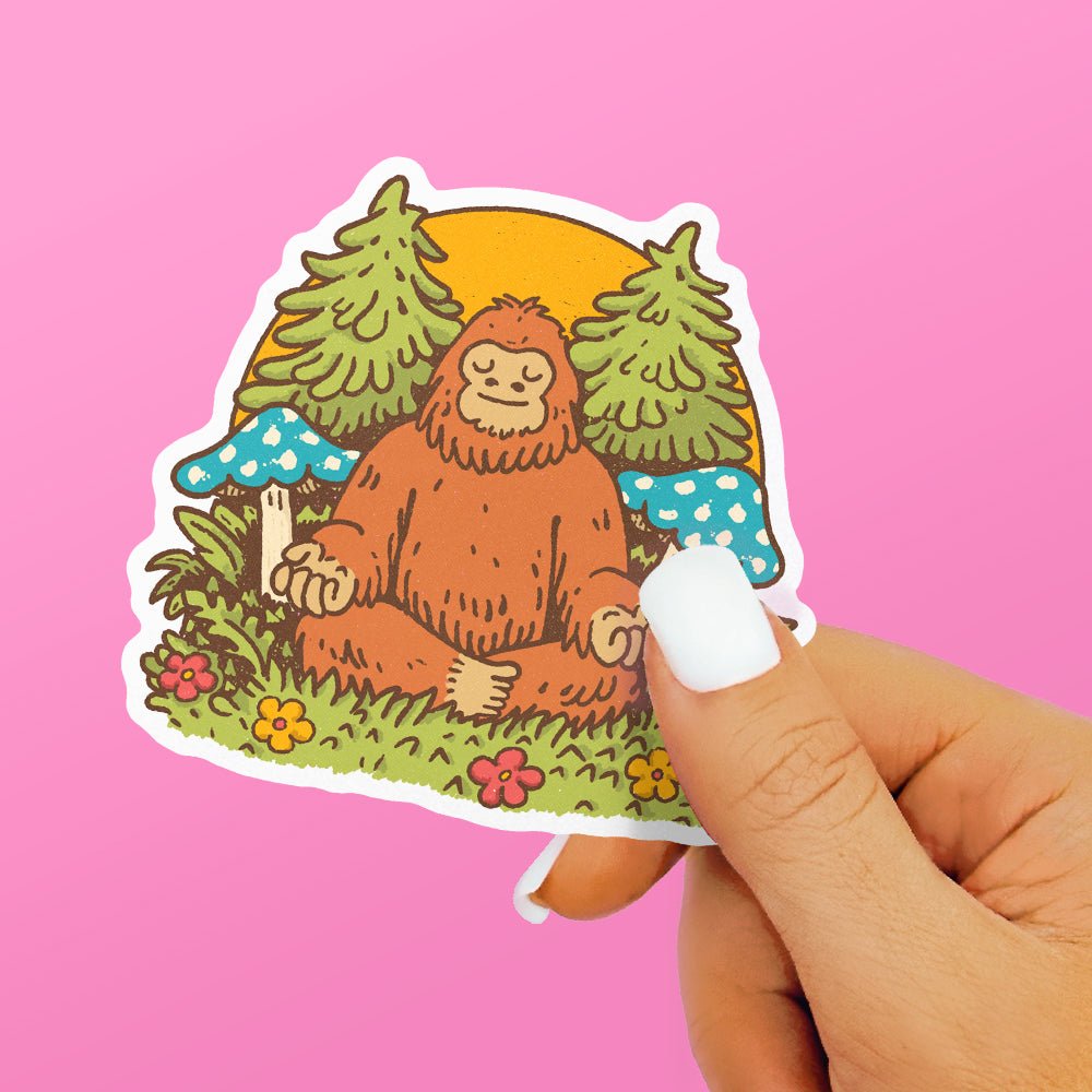 Meditating Bigfoot Sticker - Loftipop