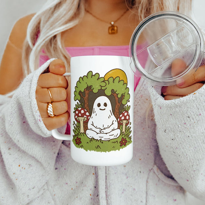 Meditating Ghost Insulated Travel Mug - Loftipop