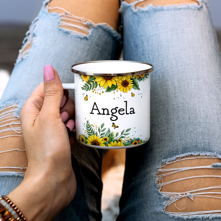 Personalized Name Sunflower Camp Mug - Loftipop