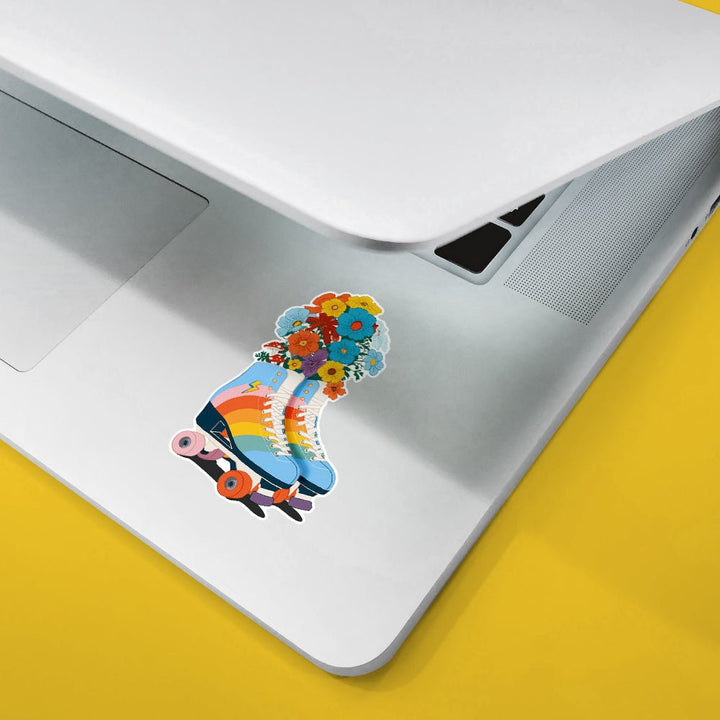 Retro Floral Roller Skate Sticker - Loftipop