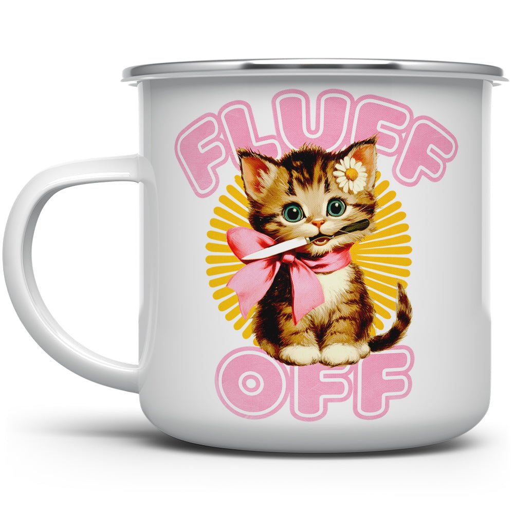 Retro Fluff Off Cat Camp Mug - Loftipop