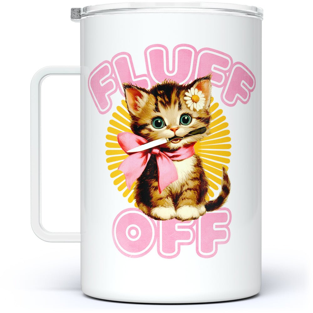 Retro Fluff Off Cat Insulated Travel Mug - Loftipop