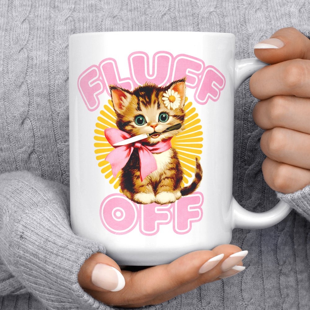 Retro Fluff Off Cat Mug - Loftipop