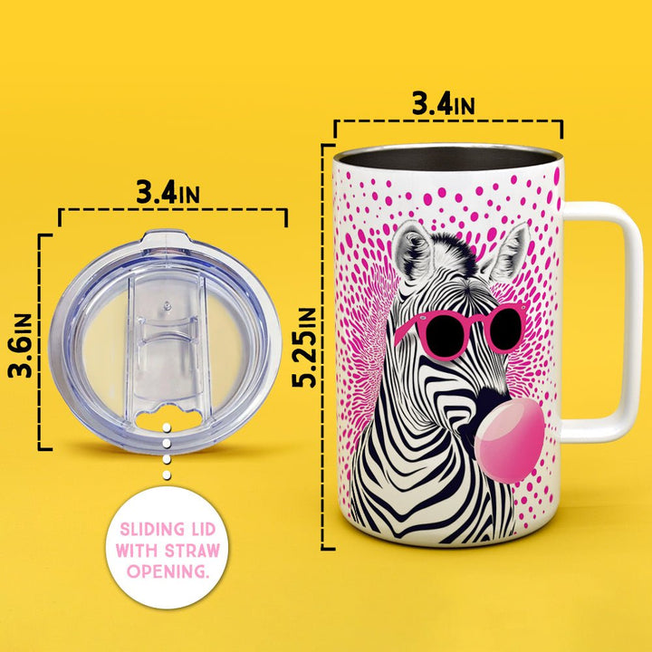 Retro Zebra Insulated Travel Mug - Loftipop