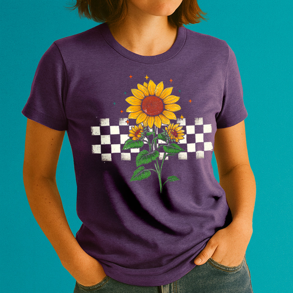 Checkered Sunflower Crewneck Tshirt