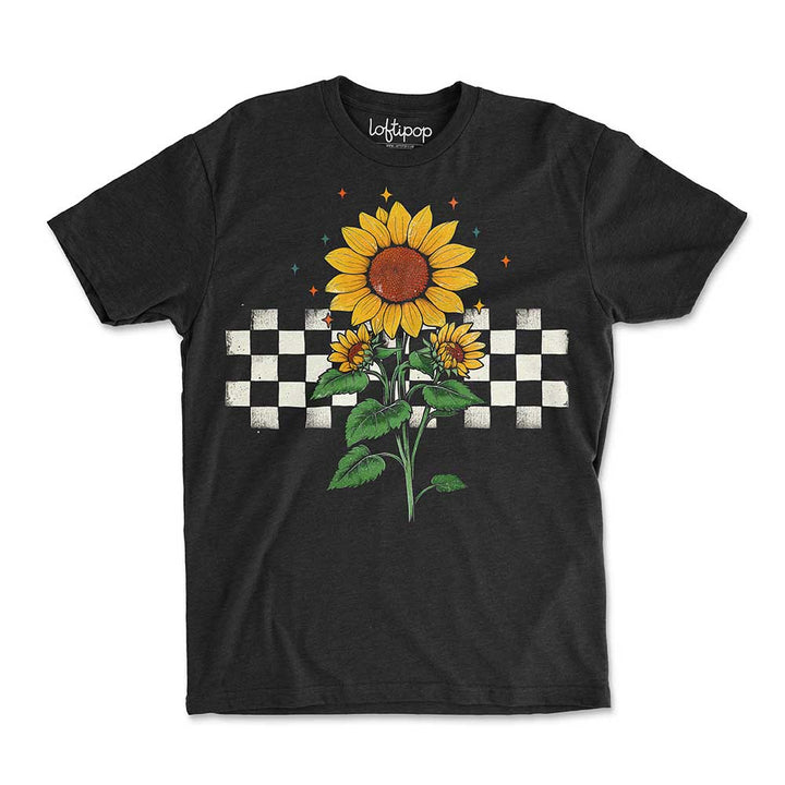 Checkered Sunflower Crewneck Tshirt