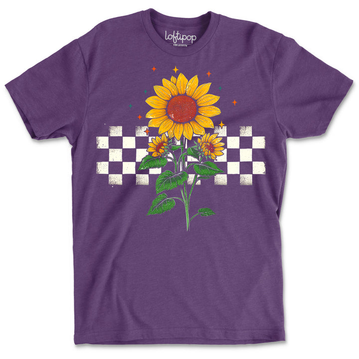 Checkered Sunflower Crewneck Tshirt