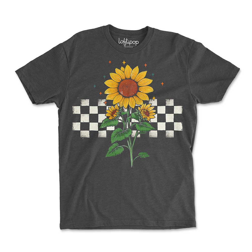 Checkered Sunflower Crewneck Tshirt