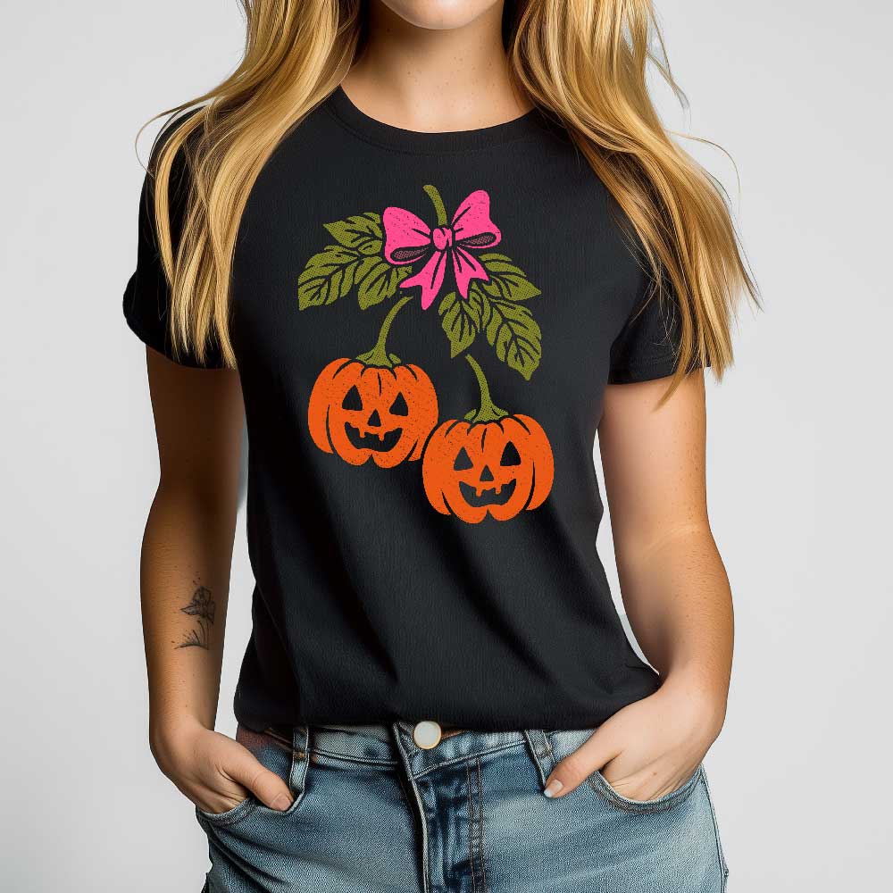Halloween Pumpkin Cherries Crewneck Tshirt