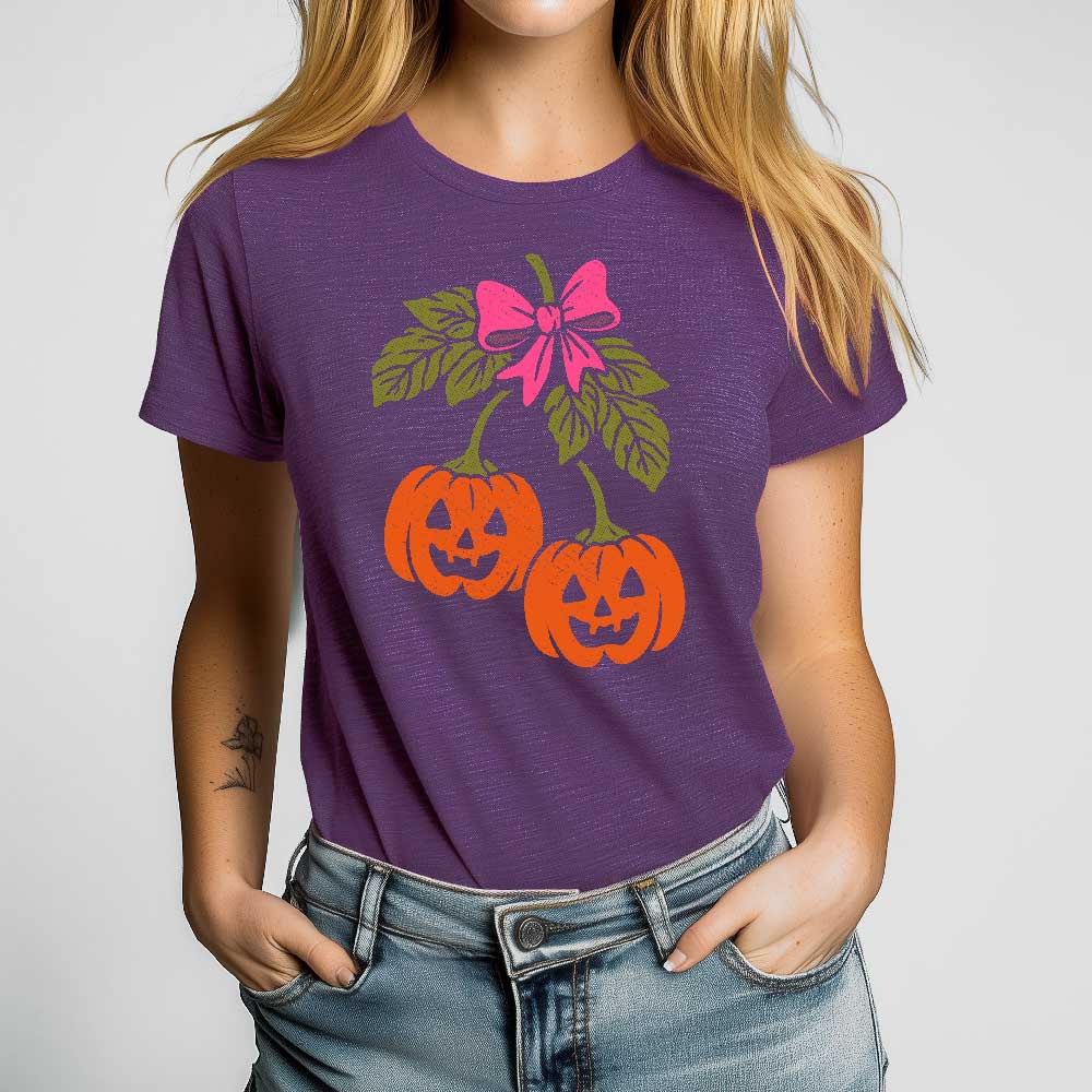 Halloween Pumpkin Cherries Crewneck Tshirt