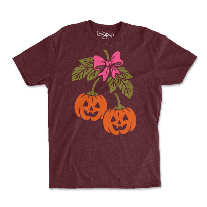 Halloween Pumpkin Cherries Crewneck Tshirt