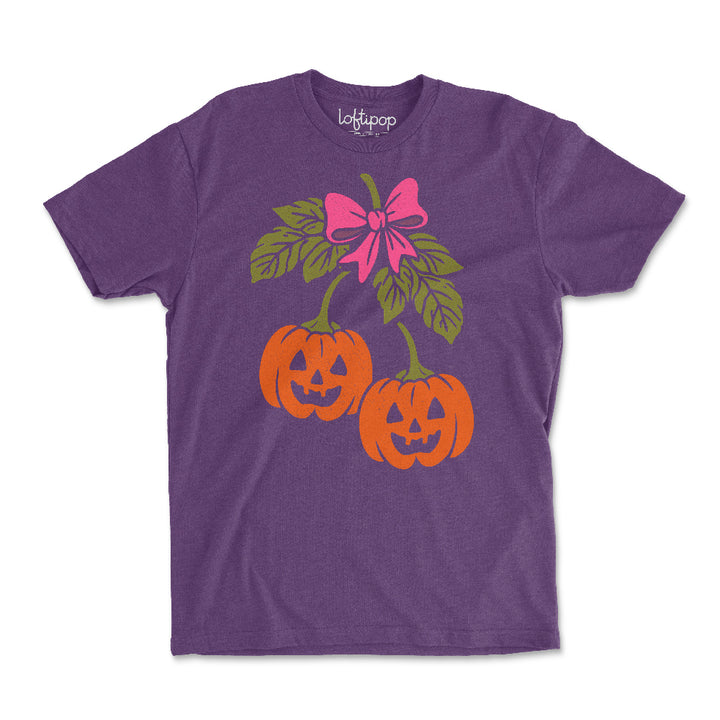 Halloween Pumpkin Cherries Crewneck Tshirt