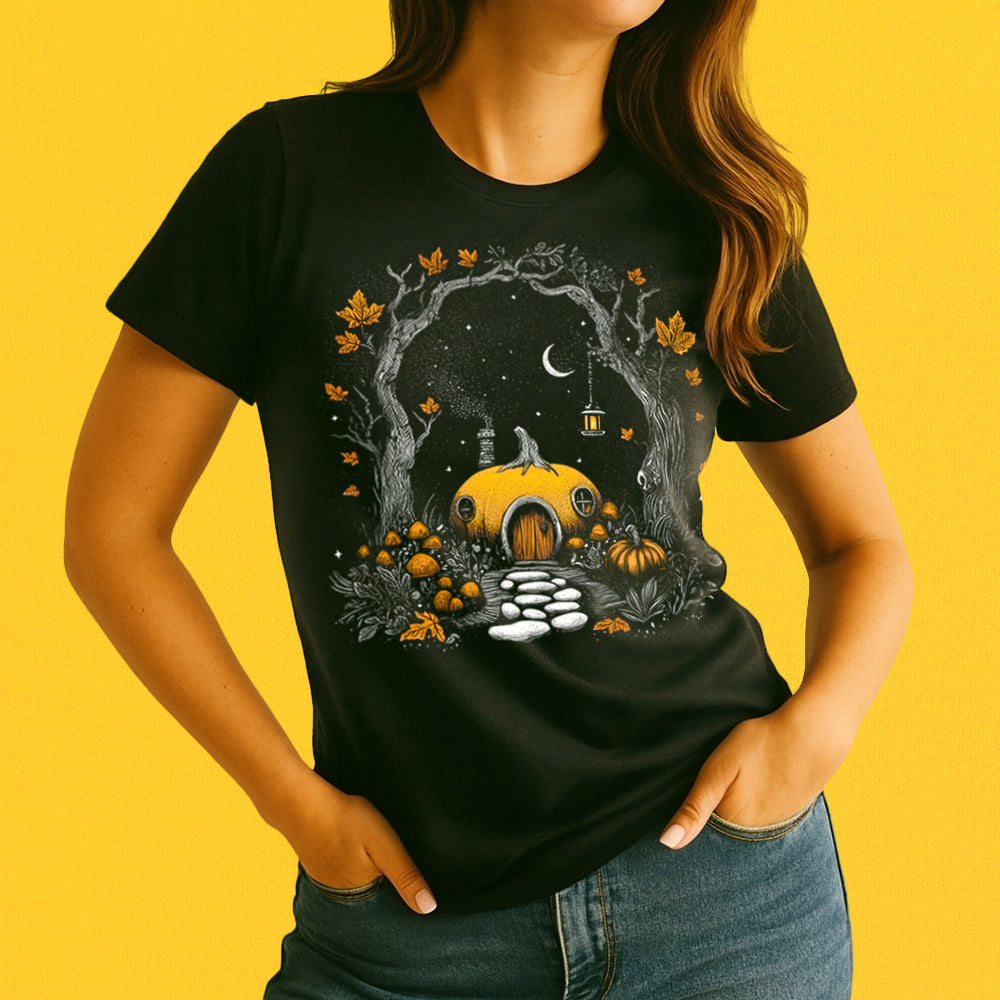 Forest Pumpkin House Crewneck T-Shirt