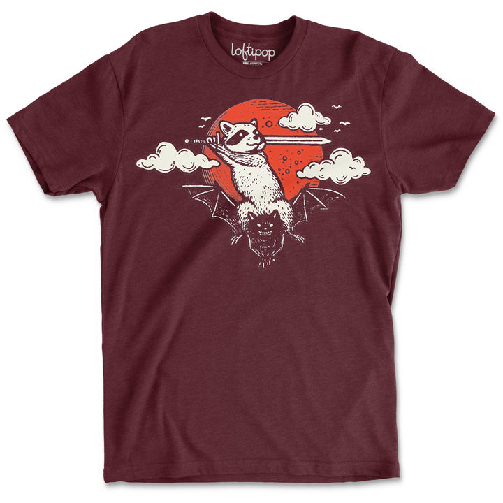 Adventure Raccoon Crewneck T-Shirt