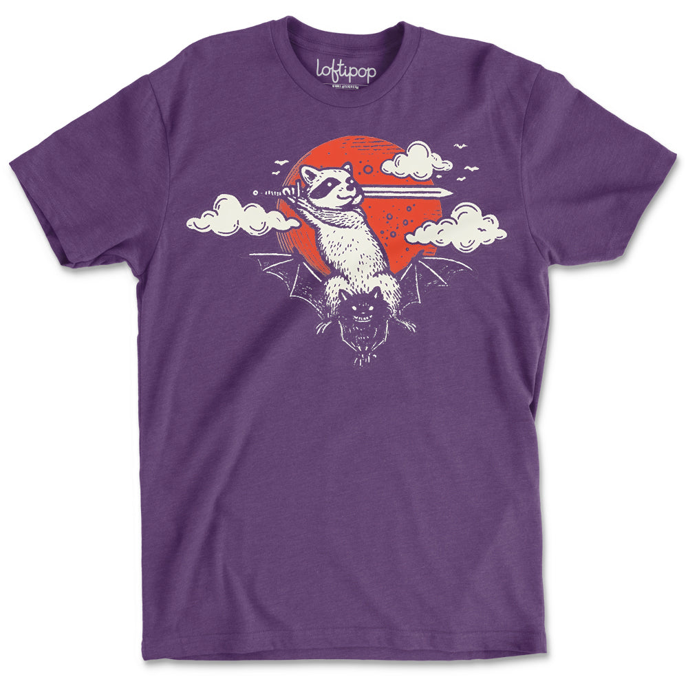 Adventure Raccoon Crewneck T-Shirt