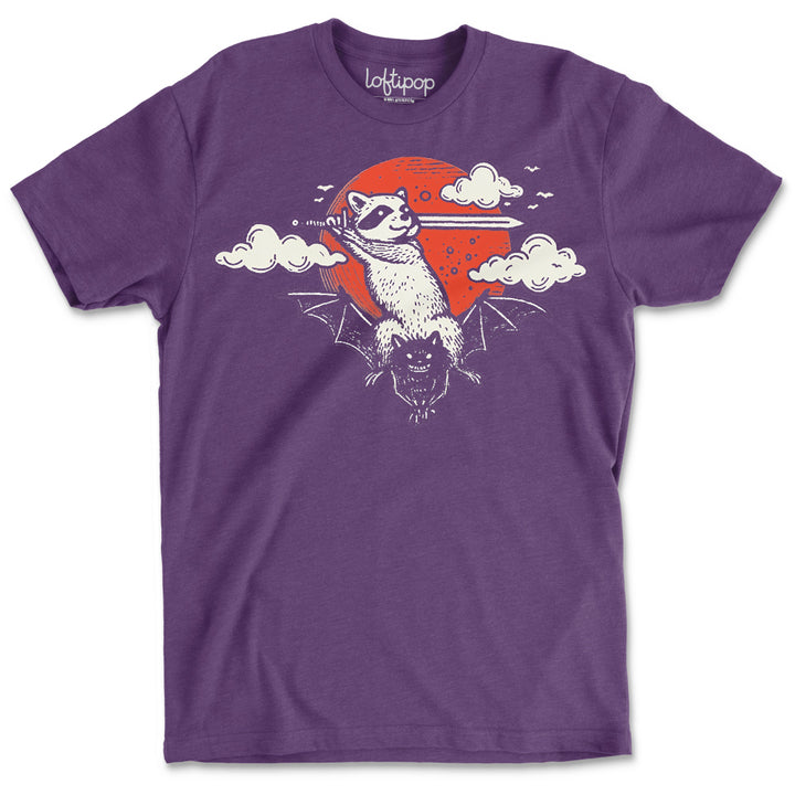 Adventure Raccoon Crewneck T-Shirt