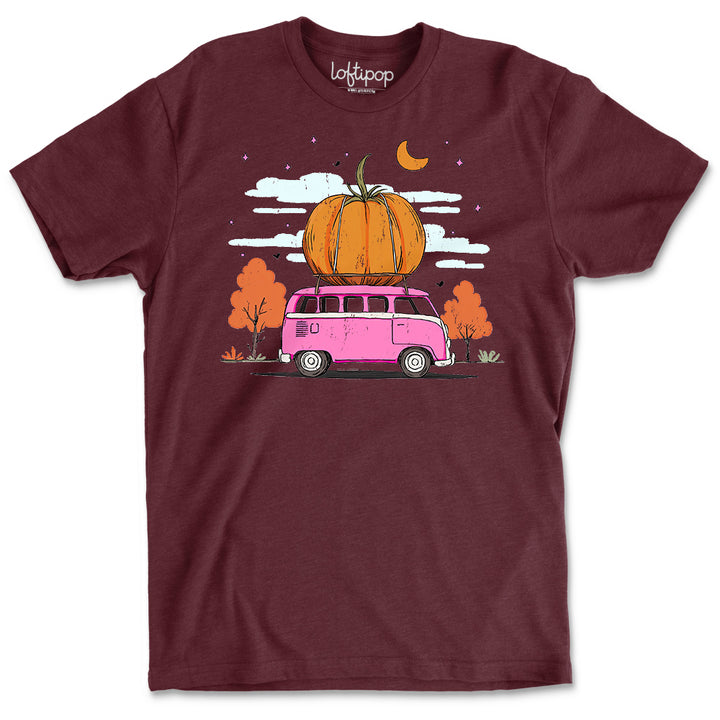 Fall Pumpkin Bus Crewneck T-Shirt