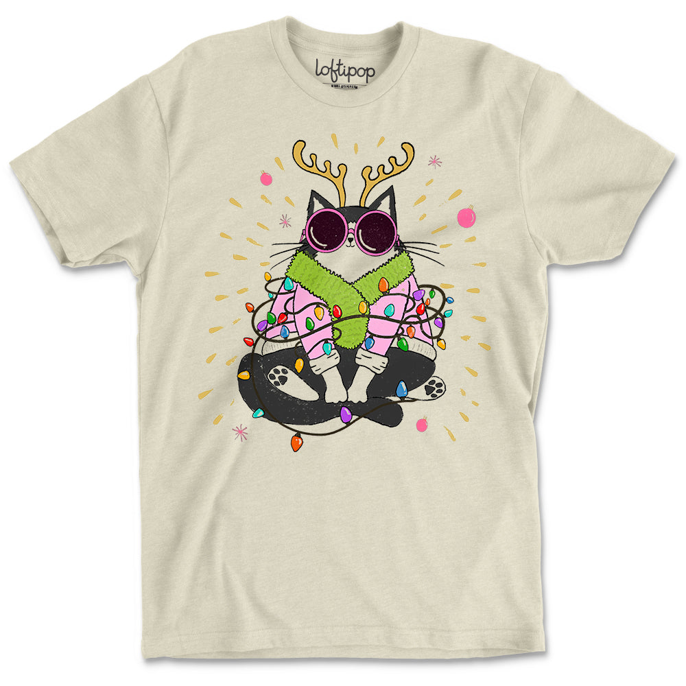 Groovy Holiday Cat Crewneck T-Shirt