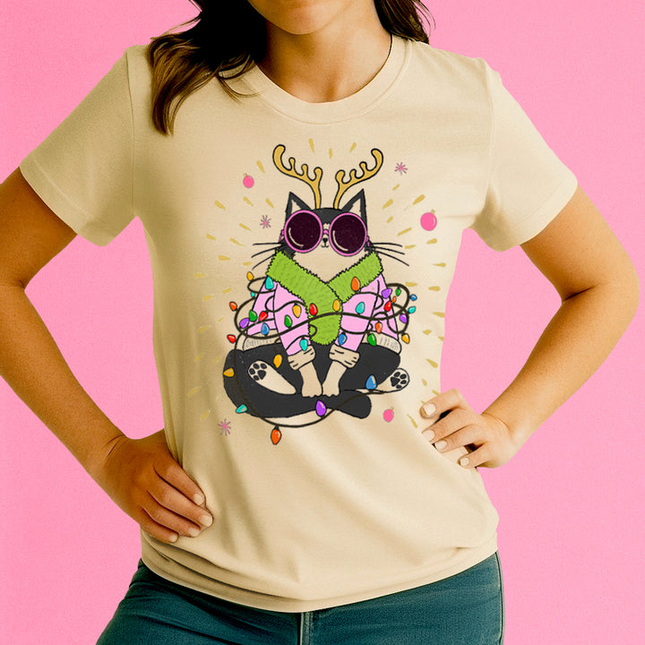 Groovy Holiday Cat Crewneck T-Shirt