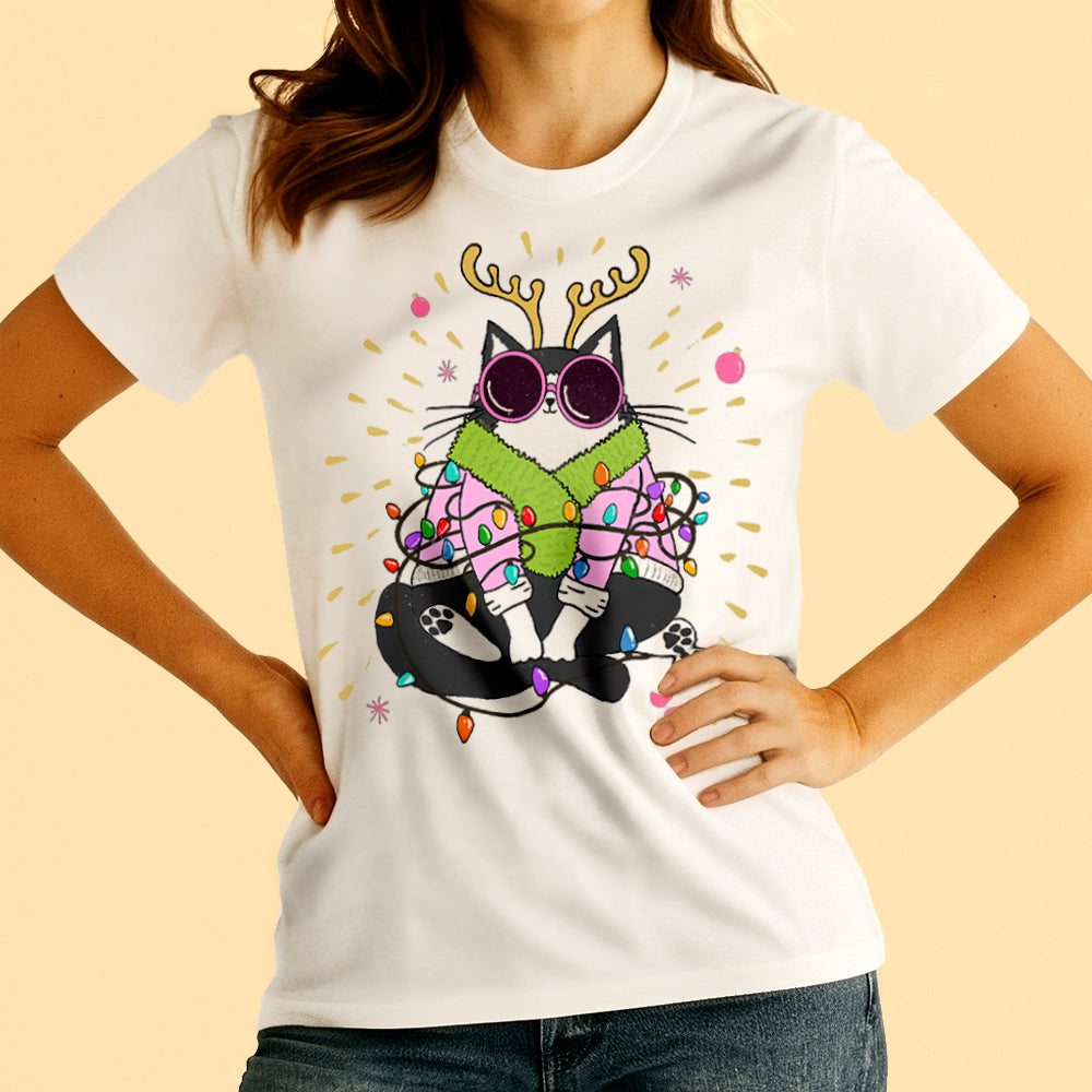 Groovy Holiday Cat Crewneck T-Shirt