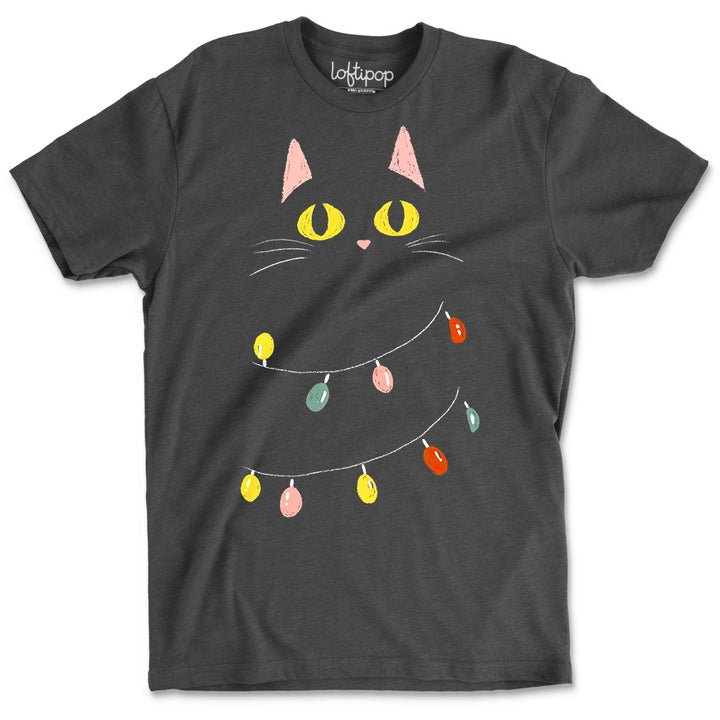 Festive Black Cat Crewneck T-Shirt
