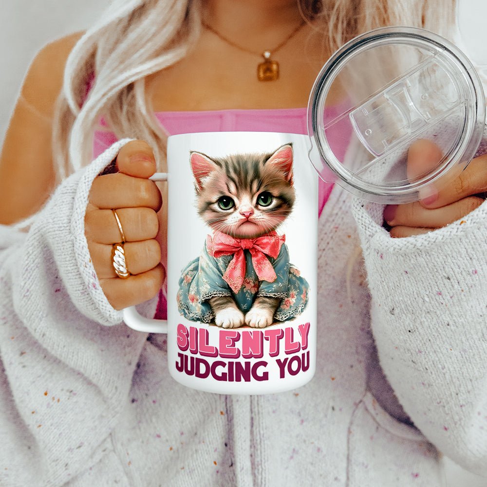 Silently Judging You Cat Insulated Travel Mug - Loftipop