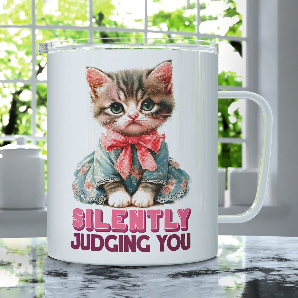 Silently Judging You Cat Insulated Travel Mug - Loftipop