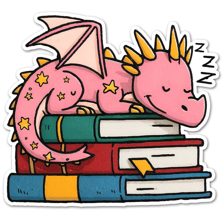 Sleeping Book Dragon Sticker - Loftipop