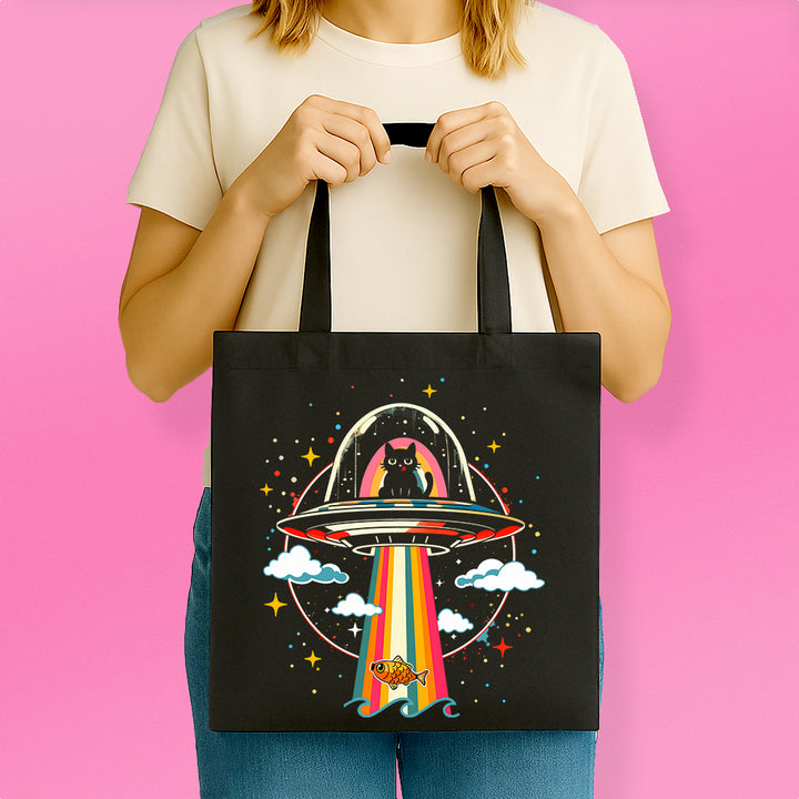UFO Space Cat Tote Bag