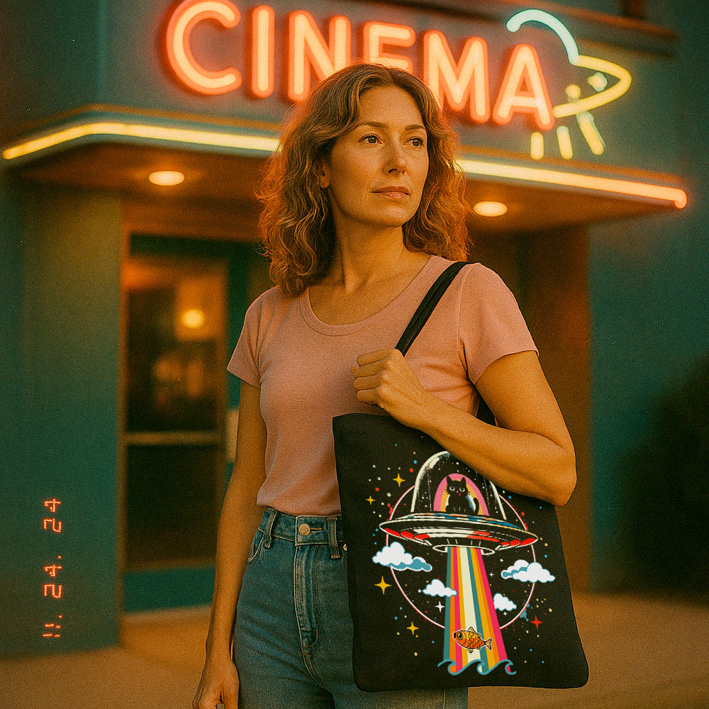 UFO Space Cat Tote Bag