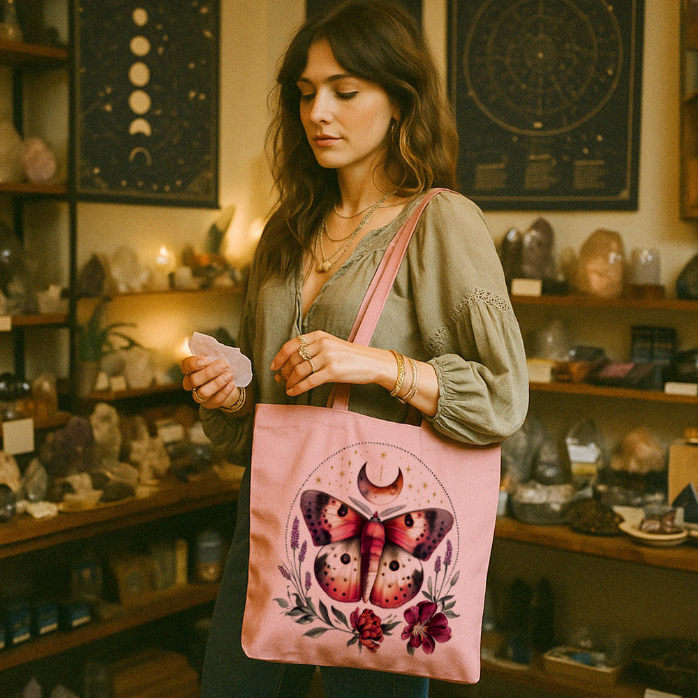 Floral Moth Tote Bag