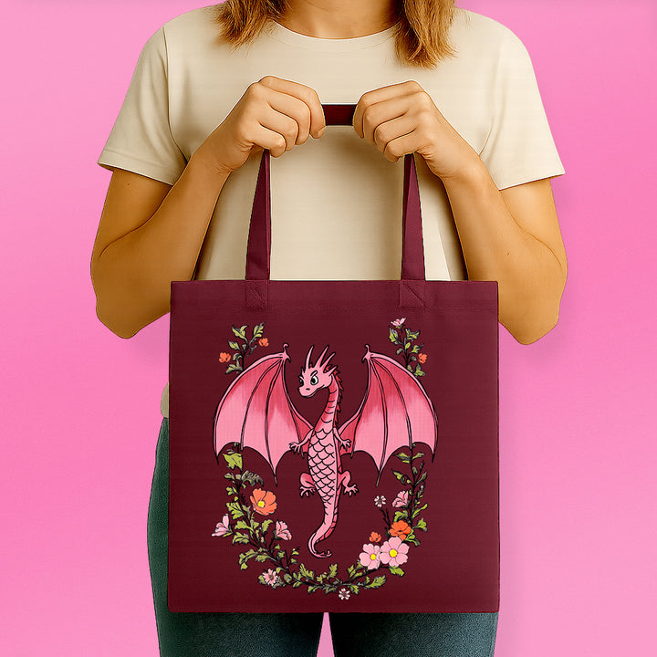 Floral Dragon Tote Bag
