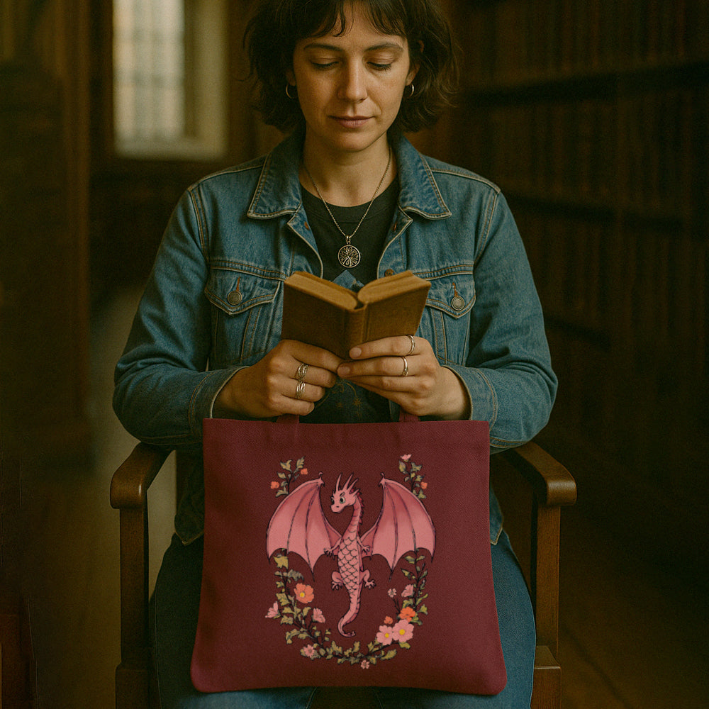 Floral Dragon Tote Bag