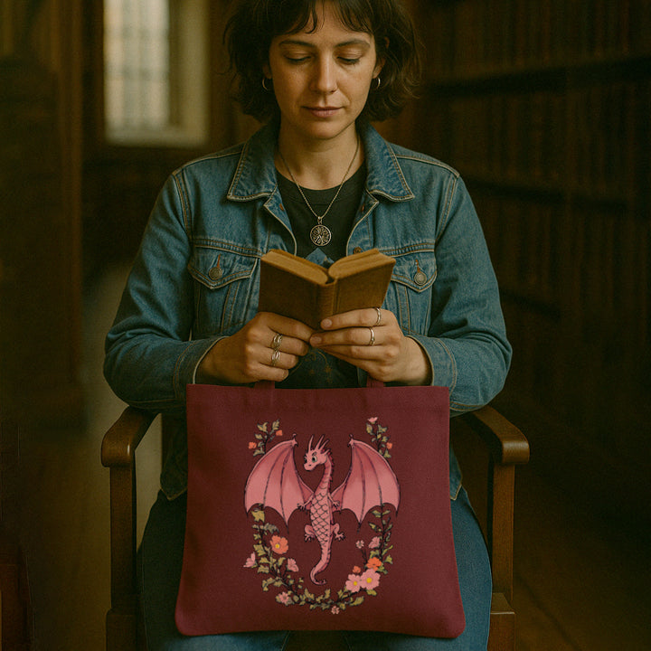 Floral Dragon Tote Bag