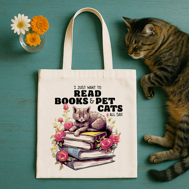 Read Books Pet Cats Tote Bag