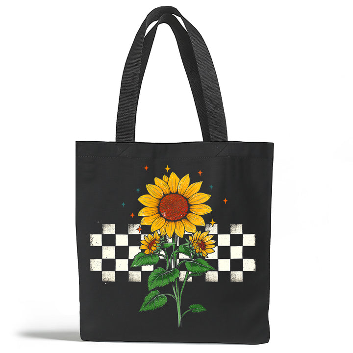 Checkered Sunflower Tote Bag
