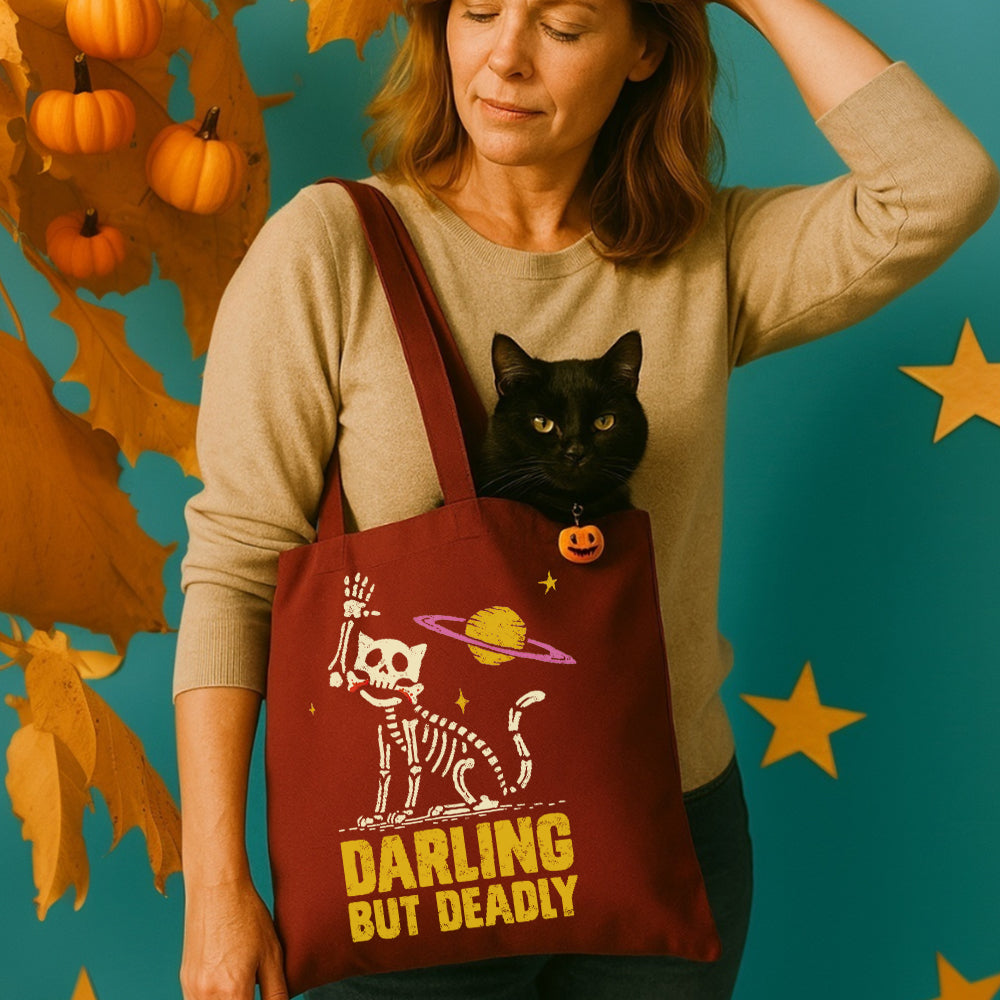Darling But Deadly Cat Tote Bag