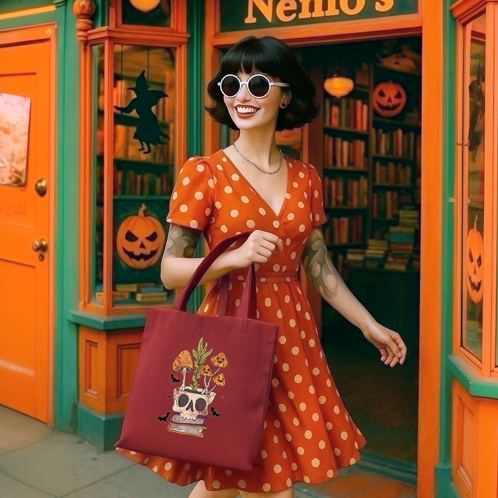 Retro Skull Planter Tote Bag