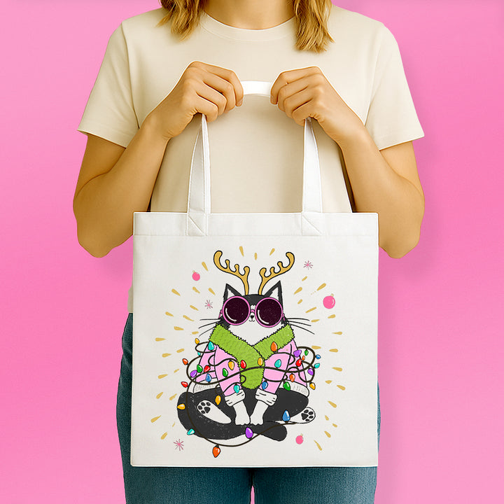 Groovy Holiday Cat Tote Bag