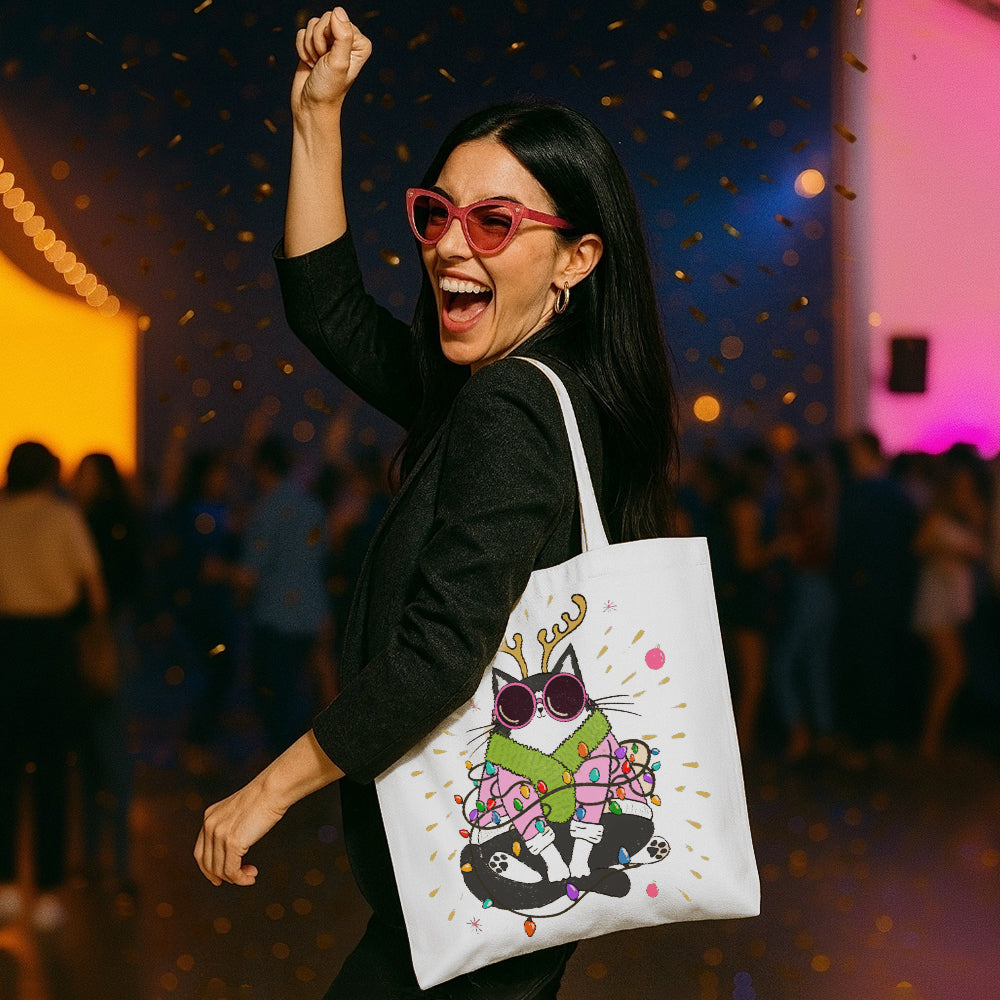 Groovy Holiday Cat Tote Bag