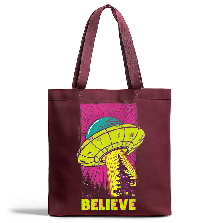 UFO Christmas Believe Tote Bag