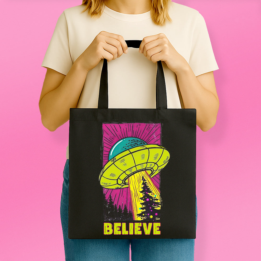 UFO Christmas Believe Tote Bag