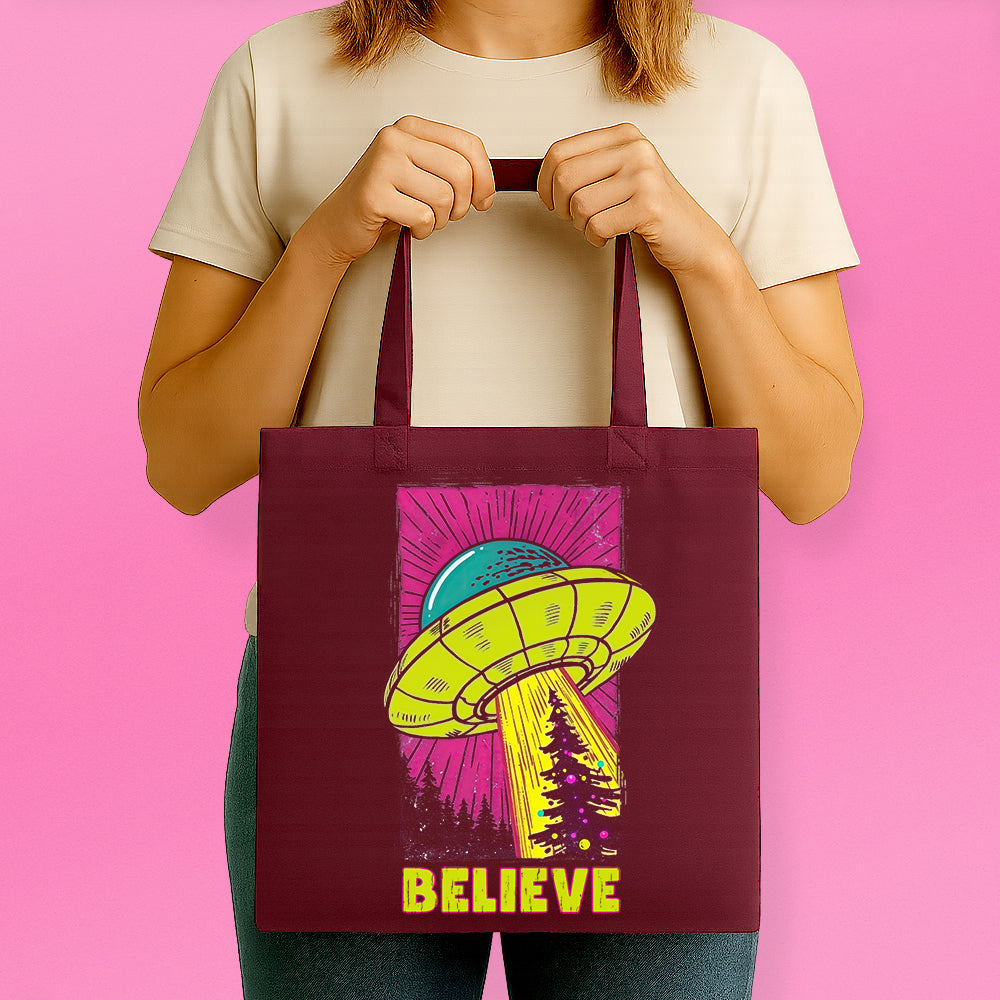 UFO Christmas Believe Tote Bag